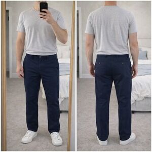 Old Navy Ultimate Straight Chino Pants Mens 34x36 Navy Blue Cotton Trousers